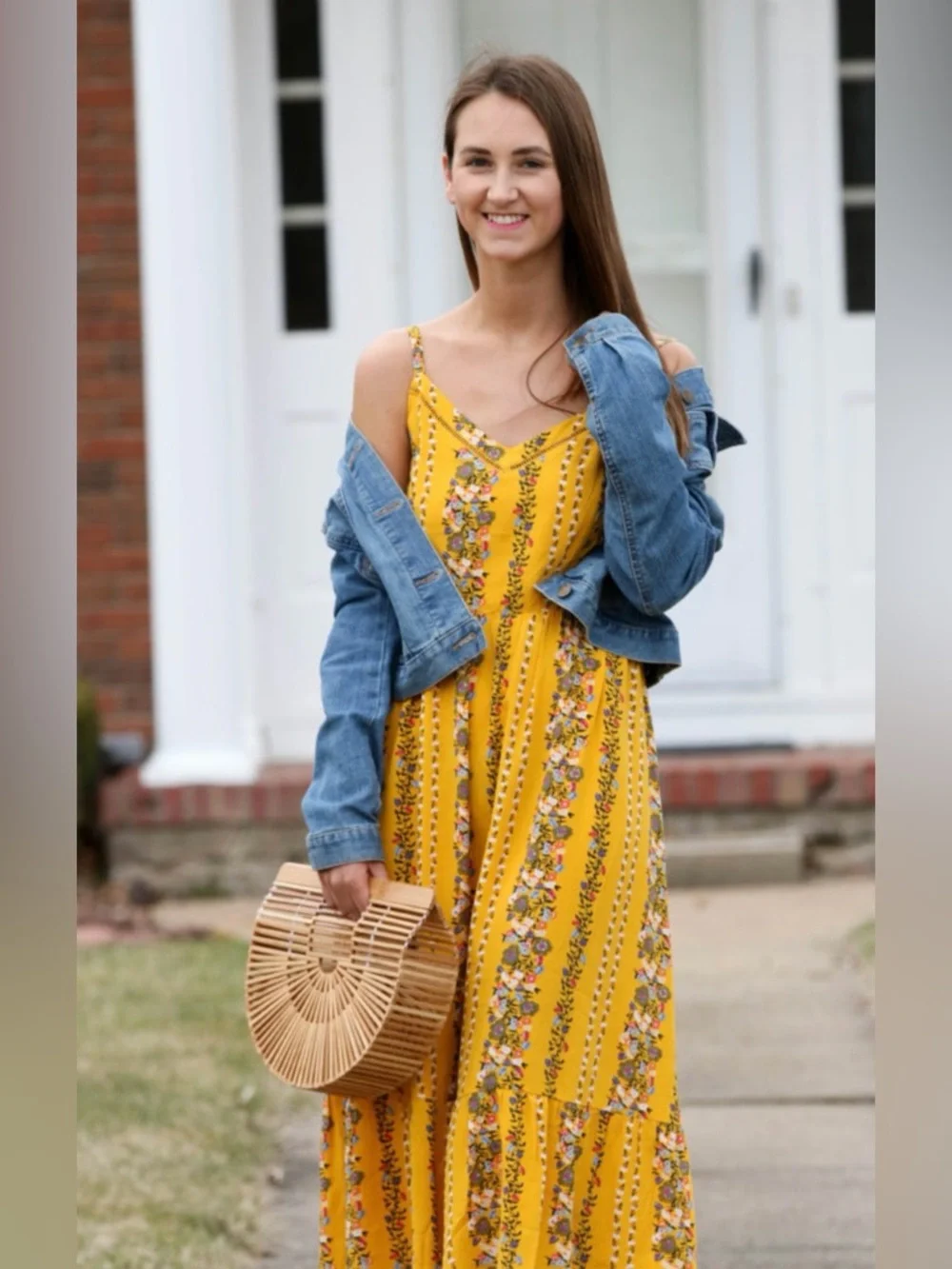 Old Navy Yellow Floral Cami Midi Dress Size M